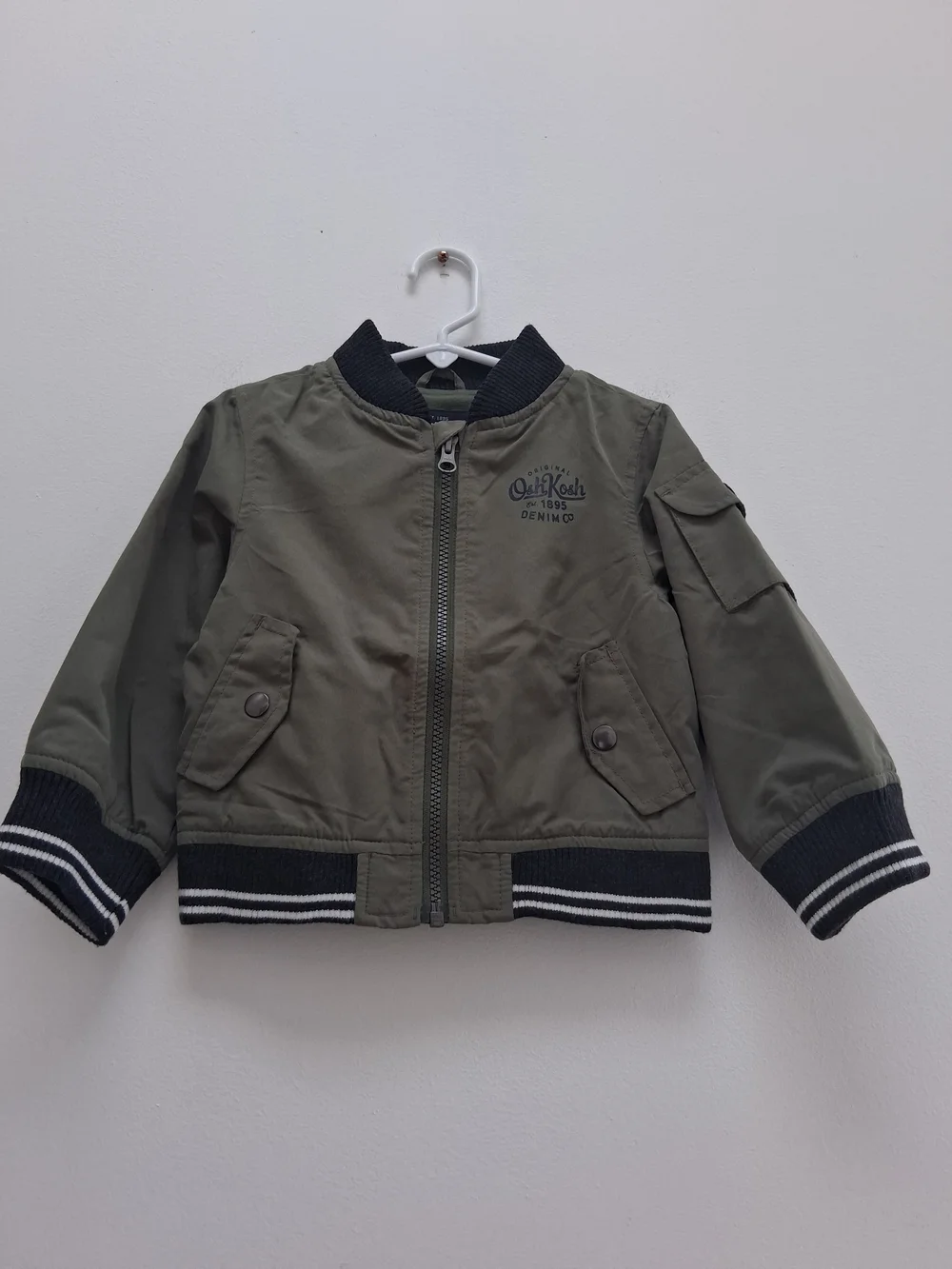 OshKosh B'gosh Olive Green Baby/Toddler Bomber Jacket Utility Size 24 Months